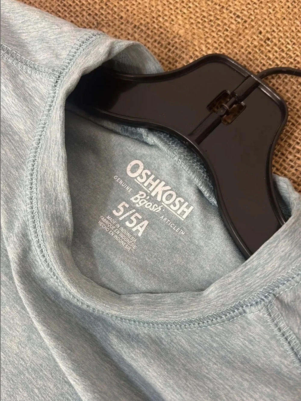 OshKosh Active Long Sleeve Active Top in a light blue heathered color.